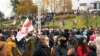 Protesters rally against the Belarusian presidential election results in Minsk in November 2020.