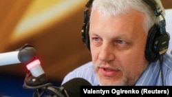 Pavel Sheremet at a radio station in Kyiv in October 2015