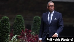 British Foreign Secretary James Cleverly was due to meet with President Volodymyr Zelenskiy during his trip to Ukraine, which comes days after British Prime Minister Rishi Sunak traveled to Kyiv. (file photo) 