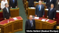 Tamas Sulyok is sworn in as president of Hungary's Constitutional Court in parliament in November 2016.