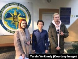 Erkinuly in Ukraine after his detention and release following his escape to Slovakia, November 2021