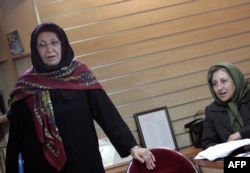 Shahla Lahiji (left) with Nobel Peace Prize winner Shirin Ebadi in 2007.