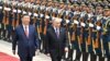 Russian President Vladimir Putin and Chinese leader Xi Jinping review a military honor guard during an official welcoming ceremony in Beijing on May 16.