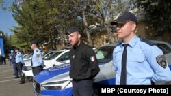 Border personnel prepare for the official start of the joint operation with Frontex in North Macedonia in Skopje on April 20.