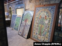 Murals awaiting delivery to customers inside the Balian pottery factory.