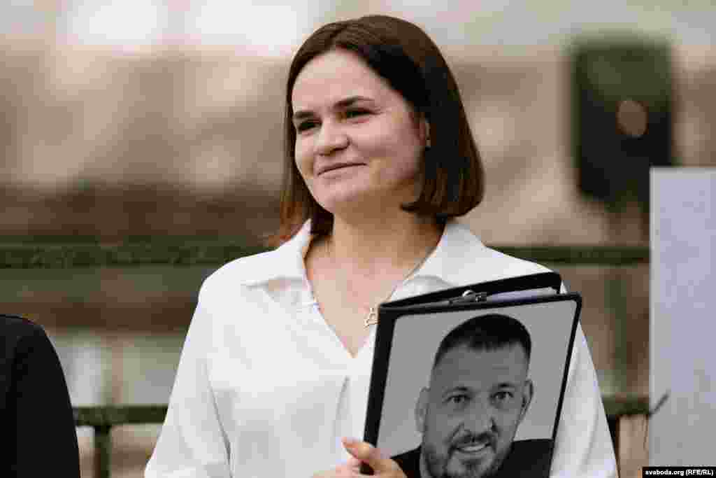 Tsikhanouskaya claimed to have defeated Lukashenka in the 2020 Belarusian presidential vote after she ran in place of her husband, Syarhey Tsikhanouski, who was imprisoned in solitary confinement in Belarus.