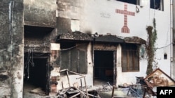 A burned-out church on the outskirts of Faisalabad, Pakistan, on August 16. 