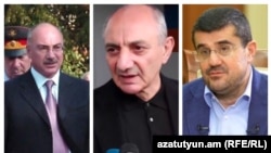 Former Nagorno-Karabakh leaders Arkadi Ghukasian (left to right), Bako Sahakian, Arayik Harutiunian (file photo)