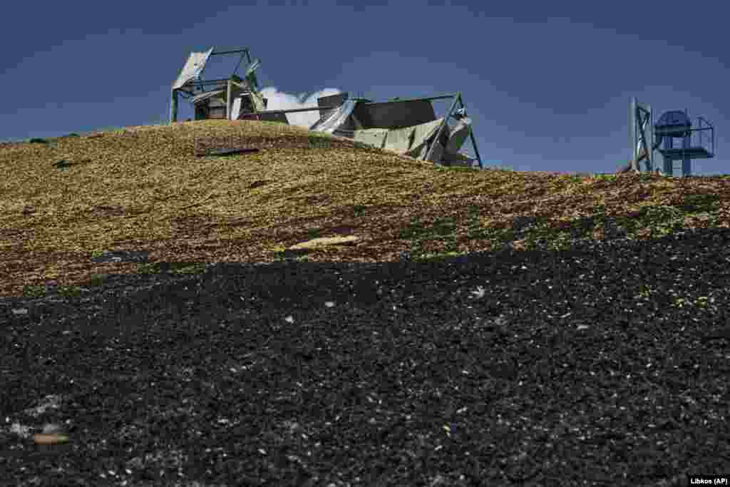 Another destroyed farm building. UN Secretary-General Antonio Guterres slammed the attacks, saying they were affecting global food prices. 
