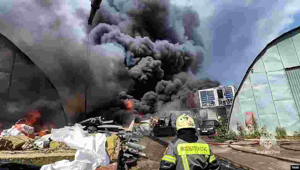 A fire broke out at a tire factory in Lyubertsy, a suburb of Moscow, on August 1. 