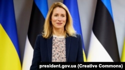 Estonia Prime Minister Kaja Kallas during a visit to Ukraine in April 2023