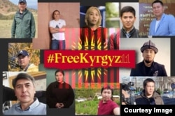 An online meme by foreign journalists demanding the release of the 11 Kyrgyz journalists still being charged.