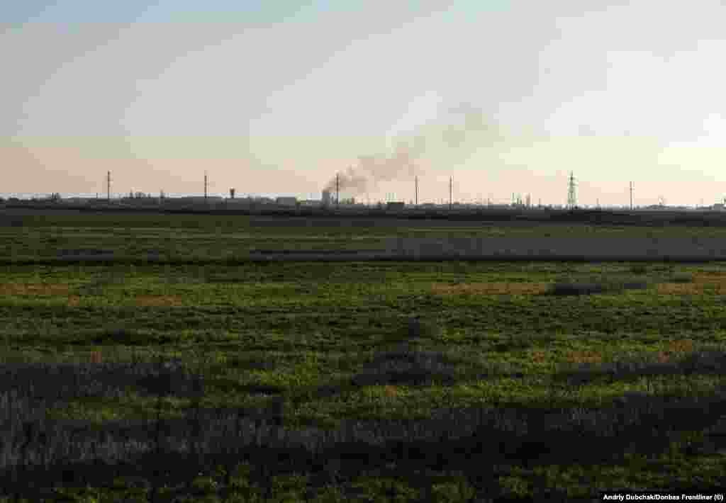 Smoke rises from fighting near Snihurivka. 