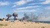 The explosions occurred at a military airfield near the village of Novofedorivka. 