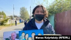A protest by relatives of Xinjiang detainees in Almaty in October.