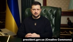 Volodimir Zelenki în timpul discursului din 5 ianuarie 2023.
