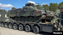 A Marder armored fighting vehicle is pictured at the Rukla military base in Lithuania. (file photo)
