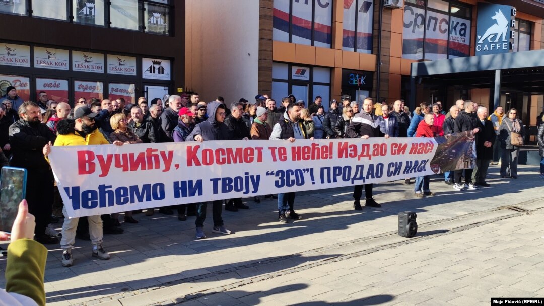 Sa protesta u Severnoj Mitrovici, Kosovo, 8. januar 2023.