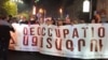 Participants in the protest chanted anti-Russian slogans as they marched through central Yerevan.