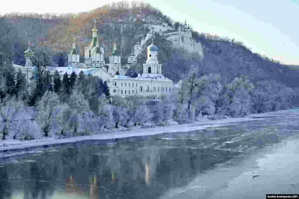 A photo captured in December 2021 shows the idyllic winter landscape surrounding the monastery. 