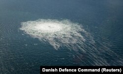 Gas bubbles from the leak in the Nord Stream 2 pipeline spread over an area larger than 1 kilometer near Bornholm, Denmark, on September 27.