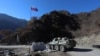 NAGORNO-KARABAKH -- Russian peacekeepers patrol a checkpoint on the road leading to the Dadivank Monastery in the Kalbacar region, November 24, 2020