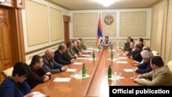 Nagorno Karabakh - The Karabakh president, Arayik Harutiunian , holds a session of his natonal security council, Stepanakert, Aprl 1, 2022