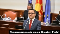 Oбраќањето на министерот за финансии Фатмир Бесими на седницата на Комисијата за финансирање и буџет, каде се разгледува Предлог-буџетот за 2022 година. 