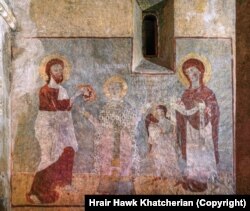 Egy freskó a Dadivank-kolostorban