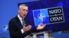 Jens Stoltenberg a NATO–Oroszország Tanács brüsszeli ülését követően, 2022. január 12-én