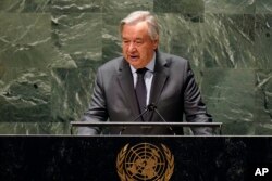 Antonio Guterres az ENSZ rendkívüli közgyűlésén 2022. február 28-án