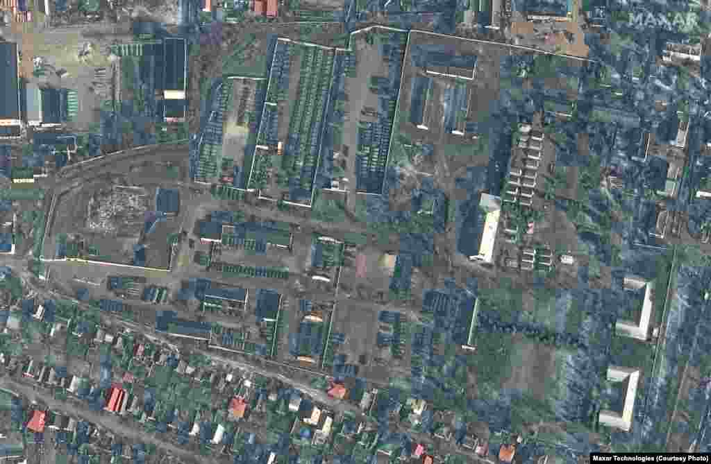 A crowded military base in Bakhchisaray on the Russian-occupied Crimean Peninsula on February 1. 