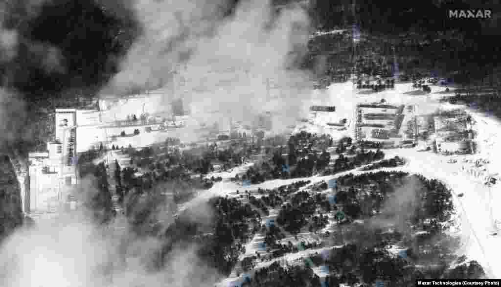 A wider view of the Osipovichi military facility on February 1. Russian-made Iskander missiles are capable of precise strikes on targets up to 500 kilometers away. 