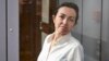 Jounralist Alsu Kurmasheva attends a court hearing in Kazan on April 1. 