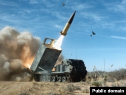 An ATACMS being fired from an M270 Multiple Launch Rocket System.