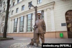The sculpture of a tsarist-era policeman and his dog has provoked a number of incidents since it was unveiled in 2017. (file photo)