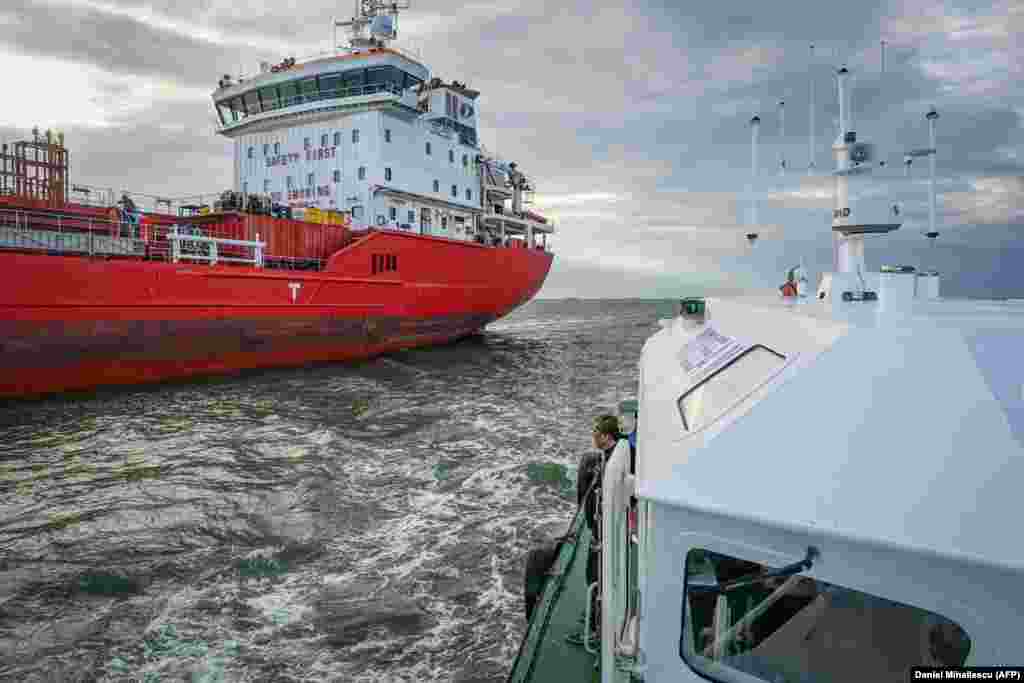A cargo ship seen from a Romanian pilot vessel A pilot boat captain told AFP that since war broke out their workload navigating ships into the Sulina Canal &quot;has increased a lot,&quot; adding, &quot;we are hard at work from sunrise to sunset.&quot; A reported 400 boats passed through the Sulina Canal, last month, triple the traffic of May 2021.&nbsp;
