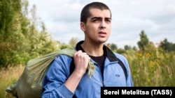 Ivan Nepomnyashchikh is shown after being released from prison after serving a 30-month sentence in the Yaroslavl region on August 24.