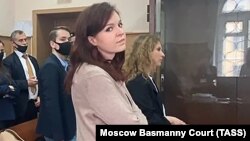 Kira Yarmysh attends a court hearing in Moscow 0n March 18.
