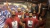 France -- Azerbaijani activists protest against Azerbaijani President Ilham Aliyev's speech at the Council of Europe's Parliamentary Assembly in Strasbourg on June 24.
