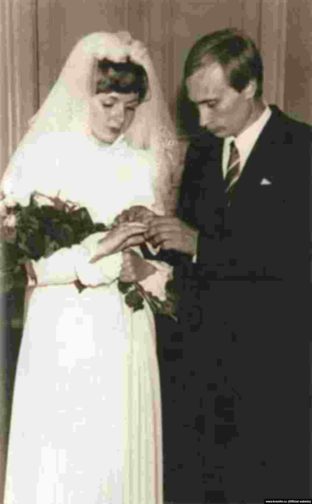 Vladimir Putin and Lyudmila Shkrebneva on their wedding day, July 28, 1983