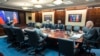 U.S. -- In this image provided by The White House, President Joe Biden speaks as he meets virtually via a secure video conference with Russian President Vladimir Putin from the Situation Room at the White House in Washington, Tuesday, Dec. 7, 2021. 