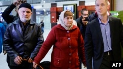 The parents of Akbarjon Jalilov, who has been identified by Russia's investigators as the bomber in the St. Petersburg subway blast, arrive at Pulkovo airport in St. Petersburg on April 5.
