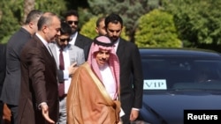 Iranian FM Hossein Amir-Abdollahian meets with Saudi Arabia's FM Prince Faisal bin Farhan Al Saud in Tehran