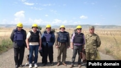 Nagorno-Karabakh/Azerbaijan - The co-chairs of the OSCE Minsk Group pose for a photograph as they cross the Armenian-Azerbaijani "line of contact," 19May2014.