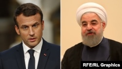 French President Emmanuel Macron (left) discussed the nuclear deal with his Iranian counterpart Hassan Rohani on July 6.