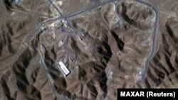A satellite view shows an overview of Fordow complex, before the US struck the nuclear facility.