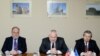 Armenia - James Warlick (R) of the United States, Russia's Igor Popov (C) and France's Jacques Faure, the three co-chairs of the OSCE Minsk Group, at a meeting with Defense Minister Seyran Ohanian in Yerevan, 4Feb2014.