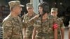 Armenia - Defense Minister Seyran Ohanyan (L) visits an Armenian army base deployed near the border with Azerbaijan, 20Aug2013.