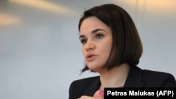 Belarusian opposition leader Svyatlana Tsikhanouskaya (file photo)
